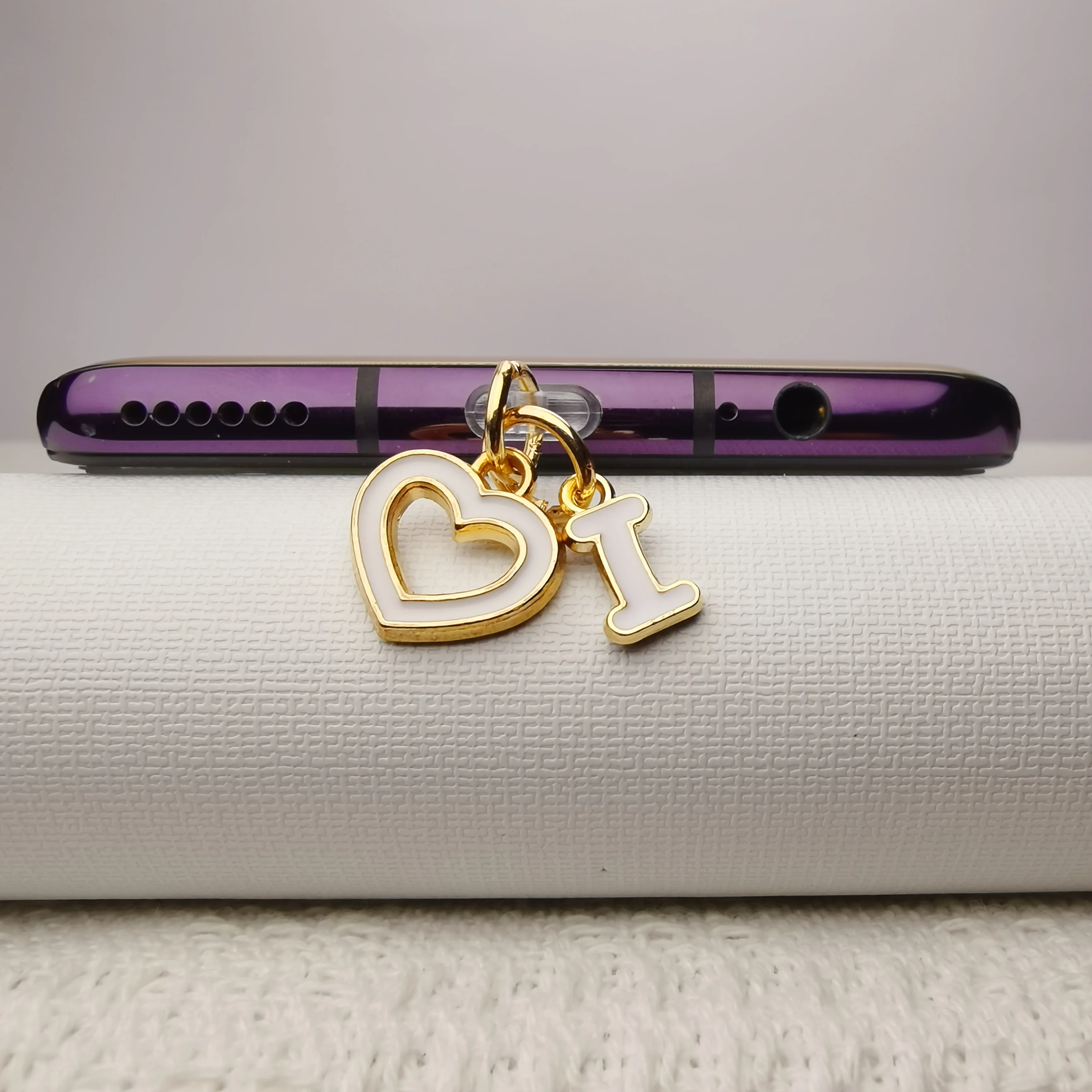 Heart-Shaped Alphabet Phone Dust Plug & Charm Set for Personalized Decoration