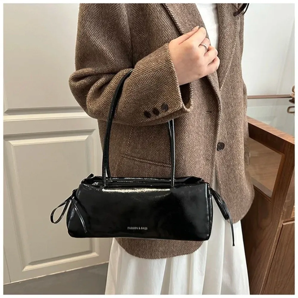 Neue Einfarbige Damenhandtasche aus Weichem PU-Leder mit Knoten Schultertasche Unterarmtasche – Detail 18