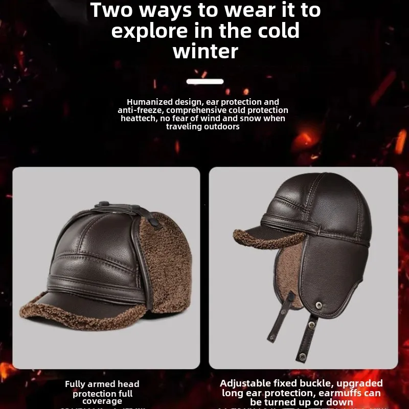 Winter Warm Ear Protect Cap Hat Men Outdoor Windproof Bomber Hat Baseball Ear Warm