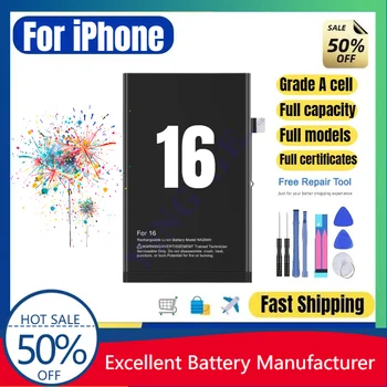 Batteria 0 Cicli A3287 NA264 per iPhone 16, Batteria di Ricambio di Alta Qualità, Celle di Grado A, Polimero di Litio, con Strumenti