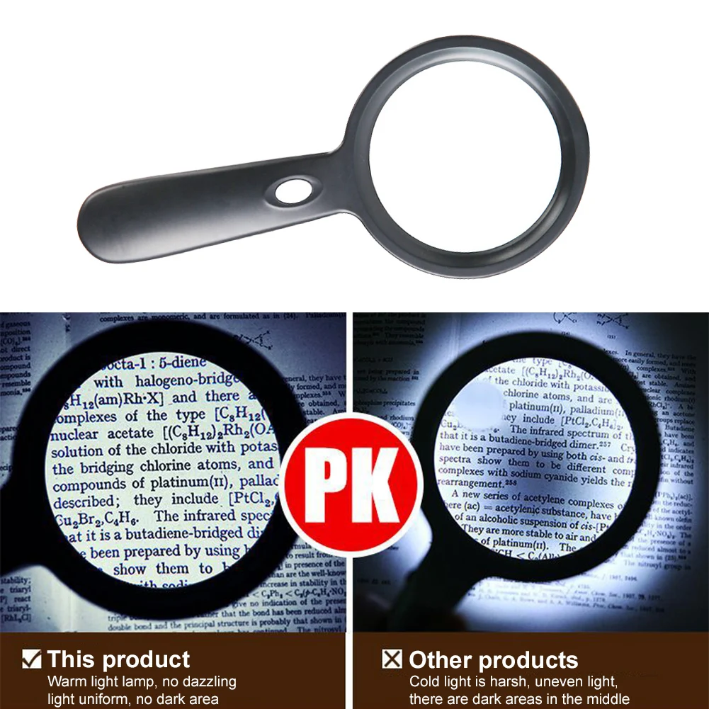 Hand held Reading Magnifying Glasses 30X with 12 LED Illuminated Light for Seniors Repair Coins