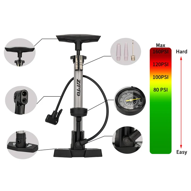 Pompa Con Manometro 160 Psi Pompa Bici SILCA Pista Plus - Alta Pressione 160 PSI, Manometro 2.5", Doppia Valvola Presta/Schrader Bomboletta Co2 Bici