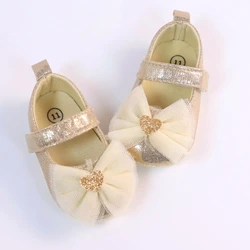 Infant Breathable Non-Slip Princess Lace Fashion Shoes - 7-12 Months (Champagne)