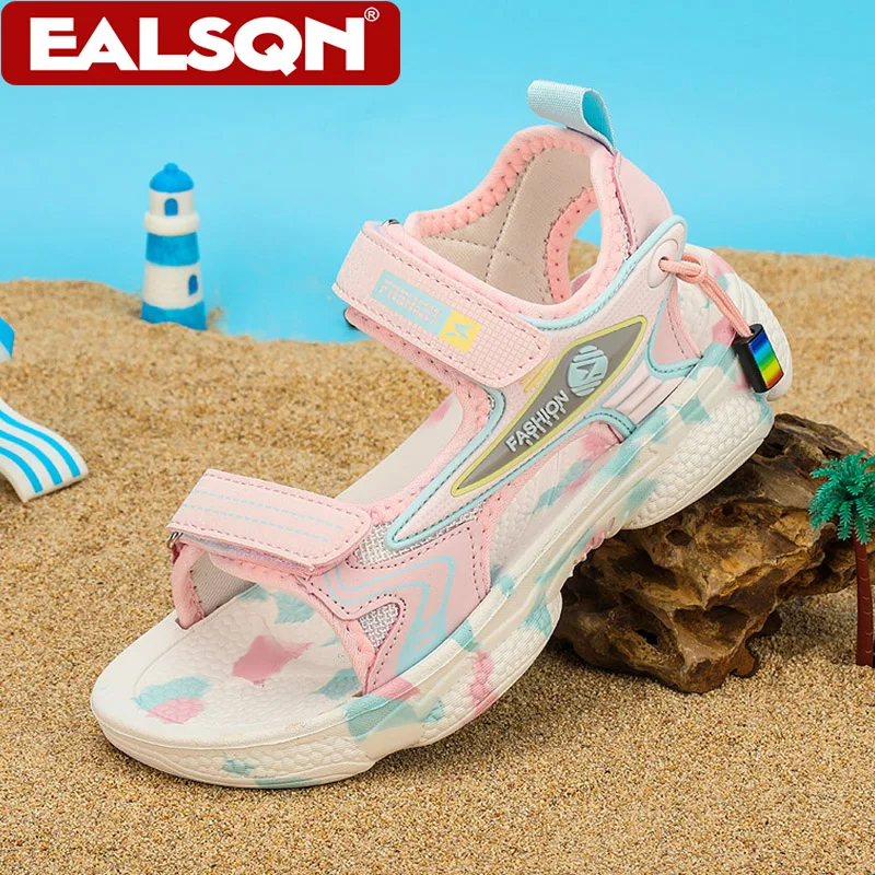 4 가지 색상 통기성 어린이 샌들 소년 소녀 경량 소프트 솔 여름 해변 신발 캐주얼 편안한 플랫 워킹 샌들