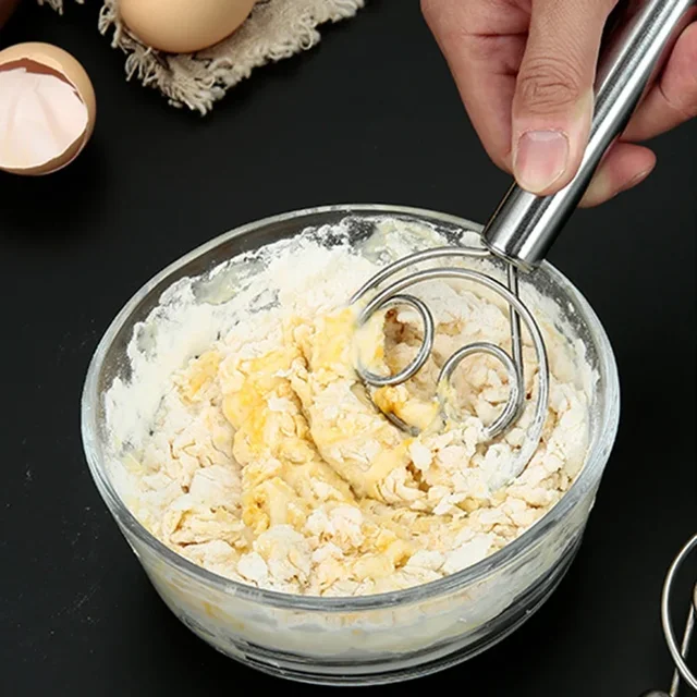 Jxmall-Fouet à pâte en acier inoxydable, mélangeurs de farine avec trou de confrontation, outils de cuisine pour la cuisson de gâteaux, nouveau 1