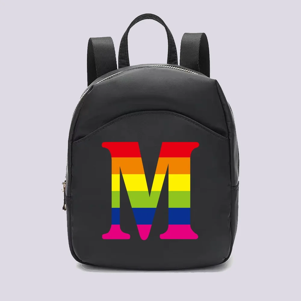 Fashion Women Mini Backpack Multifunction Small Backpacks Casual Simple Rainbow Printing Student Bookbags Travleing  Rucksack
