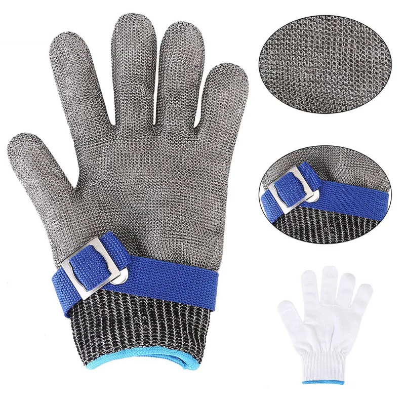 Stainless Steel Working Safety Protect Metal Mesh Anti Cutting Butcher Kitchen Gloves Cutproof Level 5 HPPE Gloves Cut Resistant
