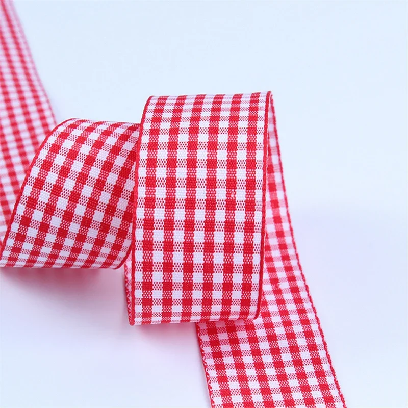 Polyester Ribbon 10mm 25mm Lattice Plaid Ribbons Bow Gift Wrapping 5 yards / lot ribbon decoration,ribbon supplies,wrapping ribbon