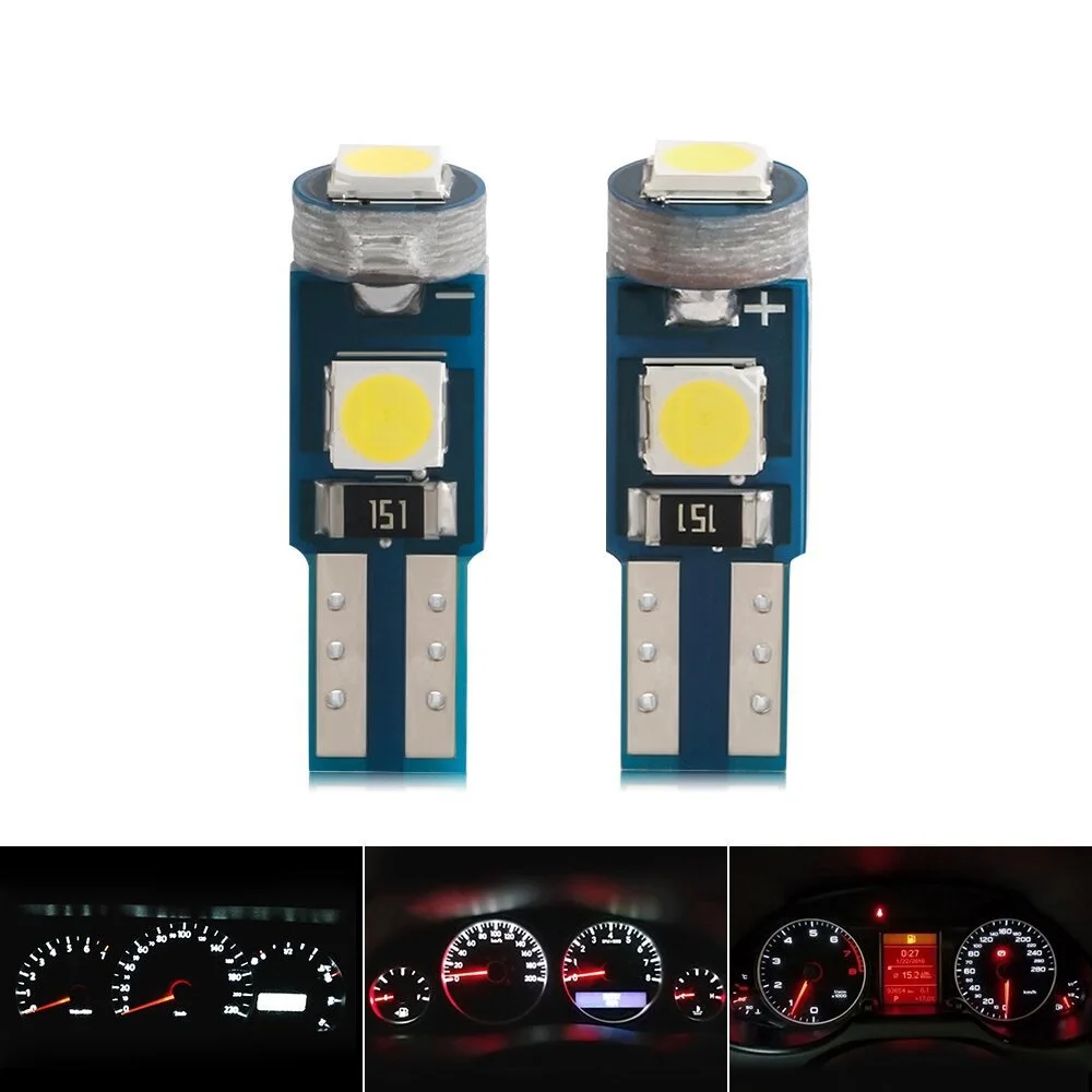 

2PCS 12V T5 W3W 3030 Led Bulb Car Interior Lights Dashboard Warming Indicator Light Gauge Lamps Auto Instrument Cluster Lamp