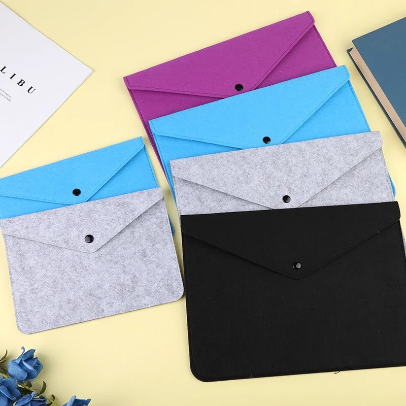 File Folder Organizer TLKKUE A4/A5 Multifunctional Felt File Bag Large Capacity Button Design Envelope Document Storage Bag DIY Handmade Craft Tools