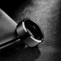 Black Stainless Steel Men's Ring - Durable Comfort Fit, Perfect for Teens & Adults (Black - A)