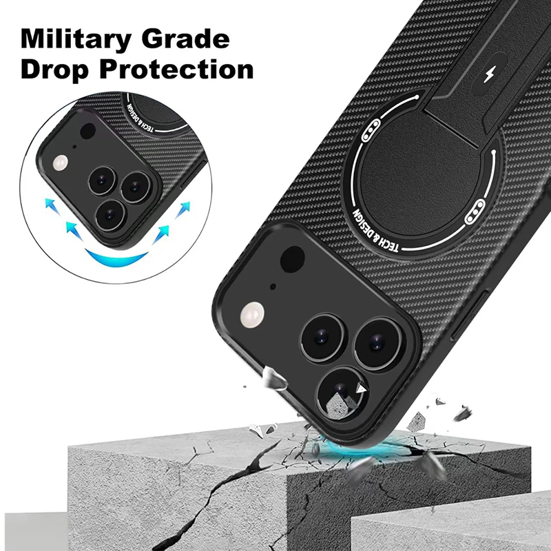 Sleek Wireless Charging Invisible Stand Phone Case - Anti-Drop & Shock-Absorbing Protection