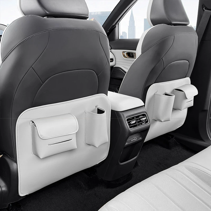 Geely Galaxy Starship 7 EM-i 다기능 뒷좌석 안티 킥 패드 가죽 안티 킥 보호 패드 등받이 보관 가방