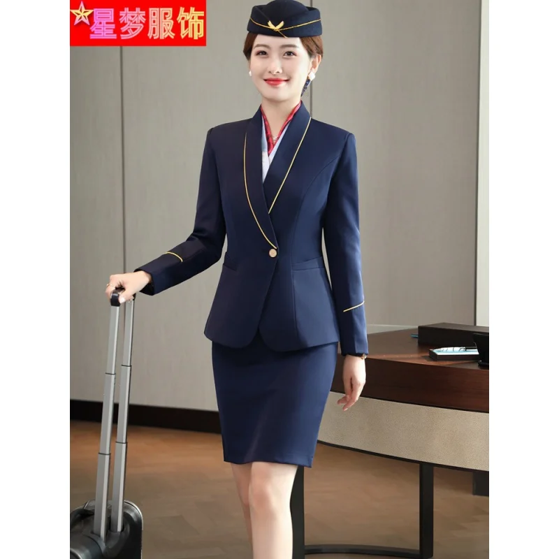9922 Stewardess High-Speed Rail Flight Attendant Workwear Uniform Business Suit Hotel Front Desk Reception Welcome Work Clothes