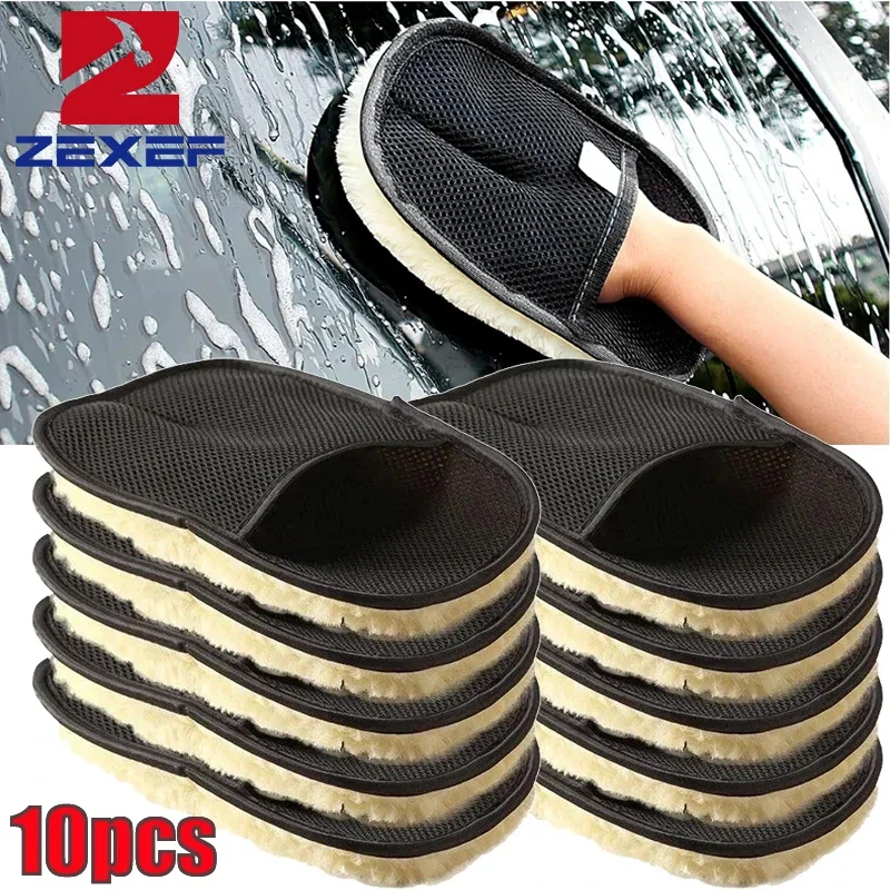 Microfiber gloves Car Cleaning Sponge Glove Car Polishing Washing Mitt Gloves Microfibre 1/10Pcs For Automotive Kitchen Homes Cleaner Wool