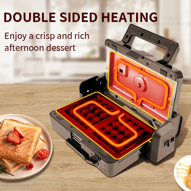 DSP Mini Waffle Maker Detachable Breakfast Sandwich Maker Toaster 4 In 1 Non Stick Sandwich