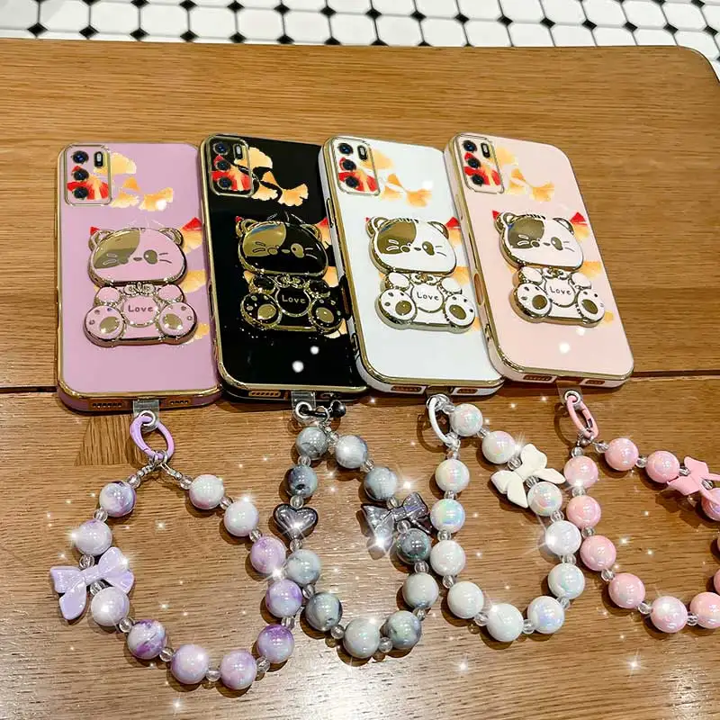 Red Maple Leaves Phone Case Set with Lanyard and Rabbit Stand