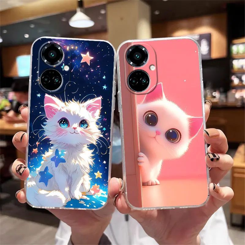 Shockproof Clear Soft Silicone Cat Design Phone Case Back Cover