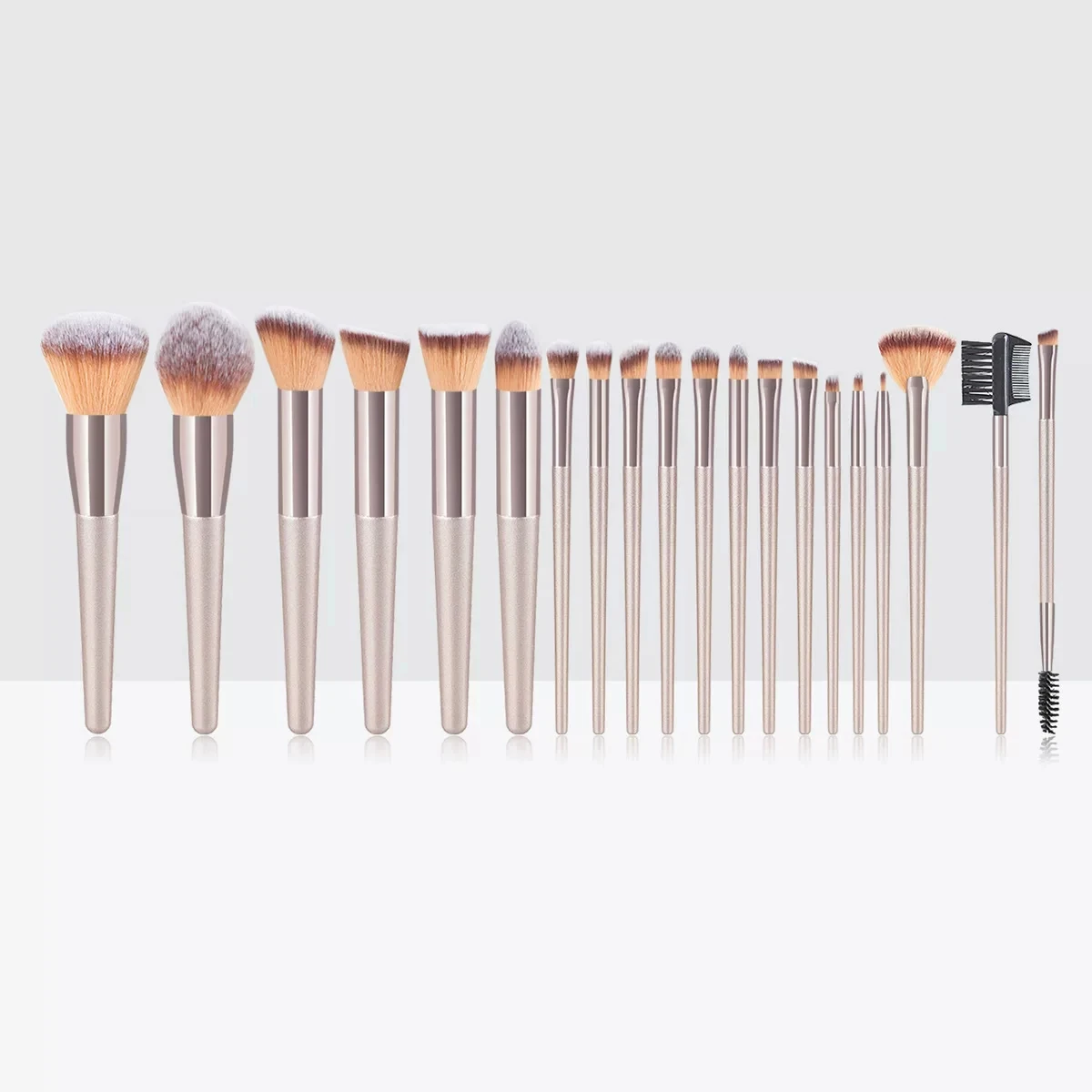 Luxurious Champagne Makeup Brush Set for Women - Complete Beauty Tools Collection