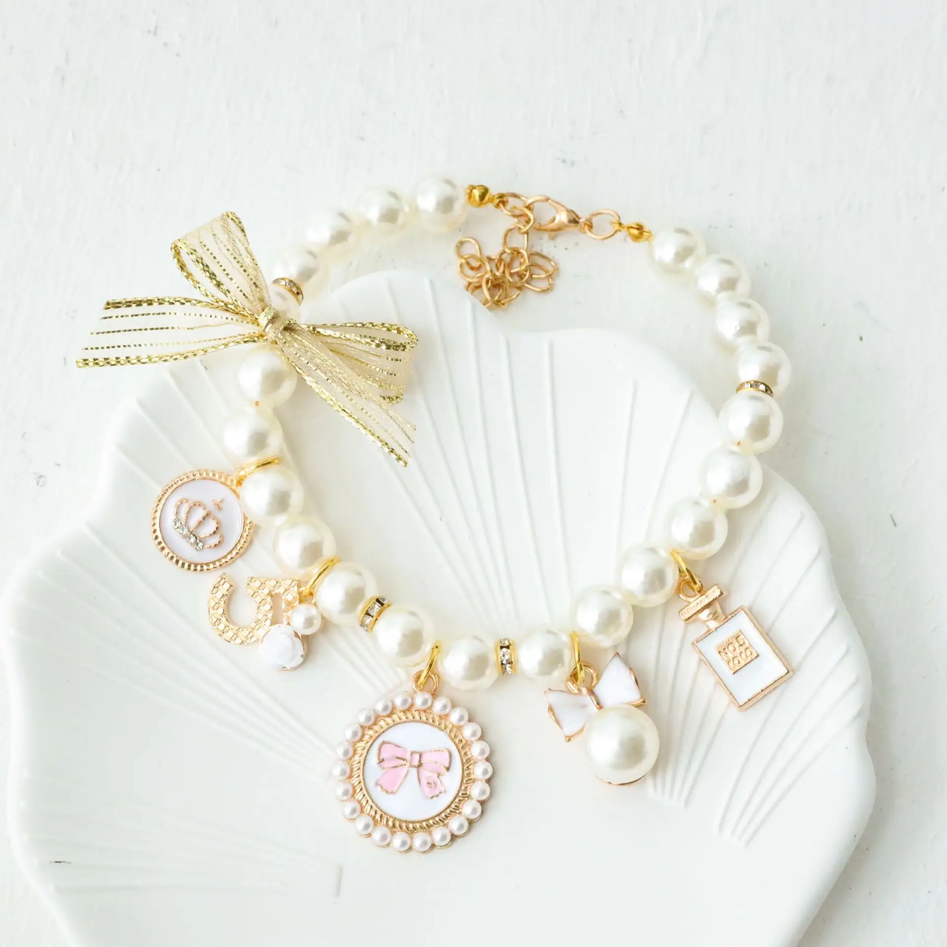 Pet Pearl Collar Jewelry Pendant for Cats and Dogs