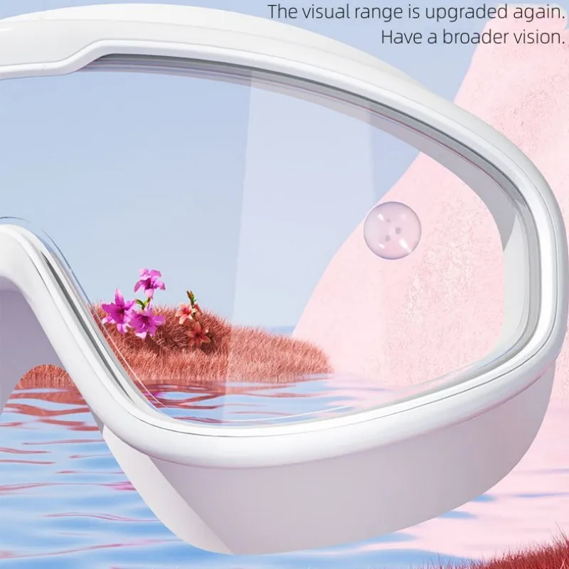 Swimming Goggles Large Frame Waterproof Anti-Fog Hd One-Piece Earplugs Silicone Children Swimming