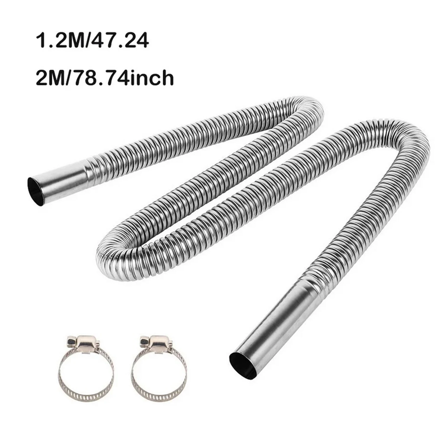 Stainless Steel Exhaust Hose 120/200cm for Generators Cars Fuel Tanks Diesel Heating and Mufflers-Durable and Heat-Resistant