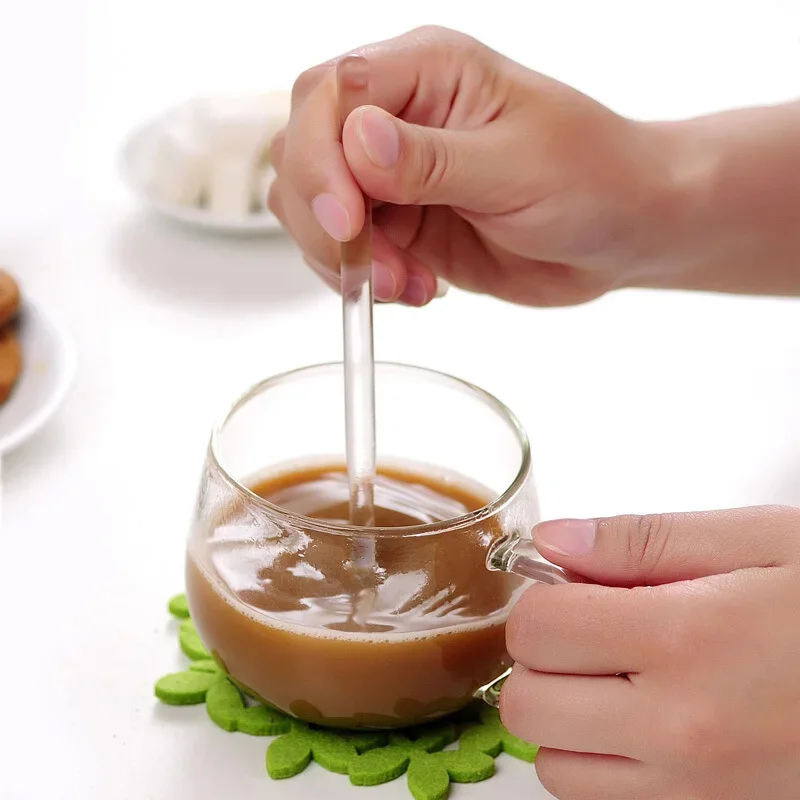 Glass High Borosilicate Transparent Coffee Spoon Long Handle Stir