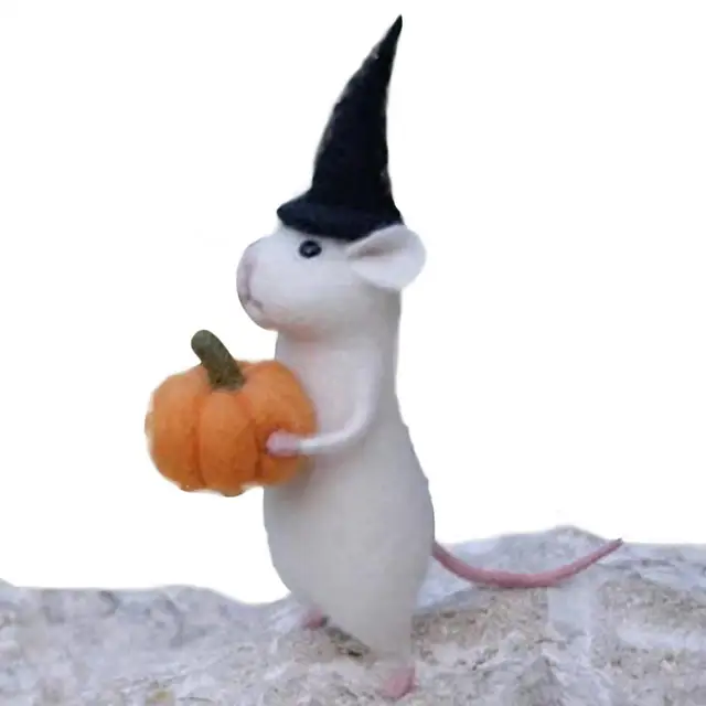 Handmade Wool Felt Animals Figurine DIY Wool Felt Cute Mouse Christmas  Halloween Ornament Mouse with A Pumpkin Xmas Home Decor - AliExpress