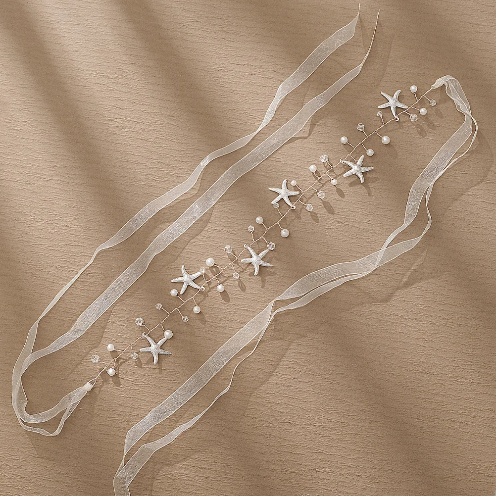 

Beach Starfish Headband Pearl (Silver Hs-j6849s) Hair Gems for Women Abs Imitation Presents