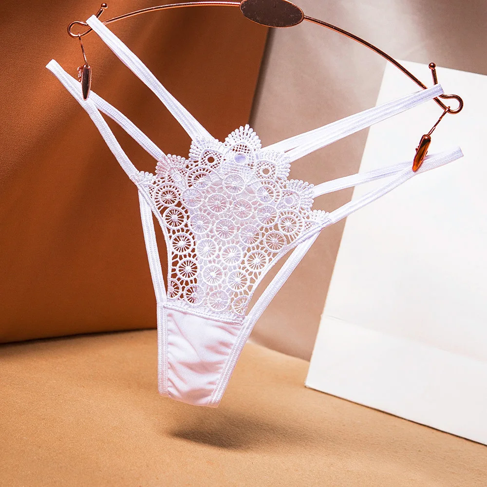 Crossover Cutout Vintage Embroidered Thong Women's Thin Sheer Mesh Low-rise Strap Sexy Panties Lingerie String Femme Underwear