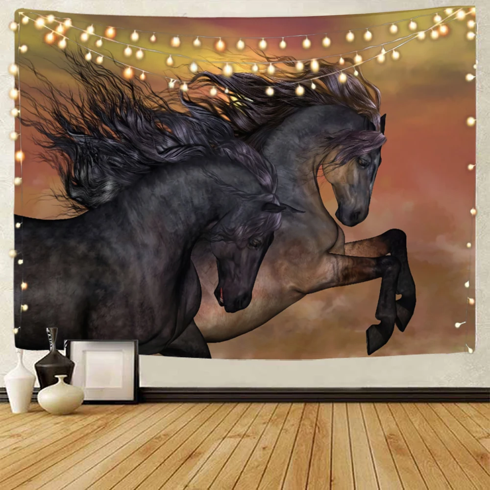 Illustrated decorative tapestries for galloping horses, grassland galloping horses, and flying galloping horses