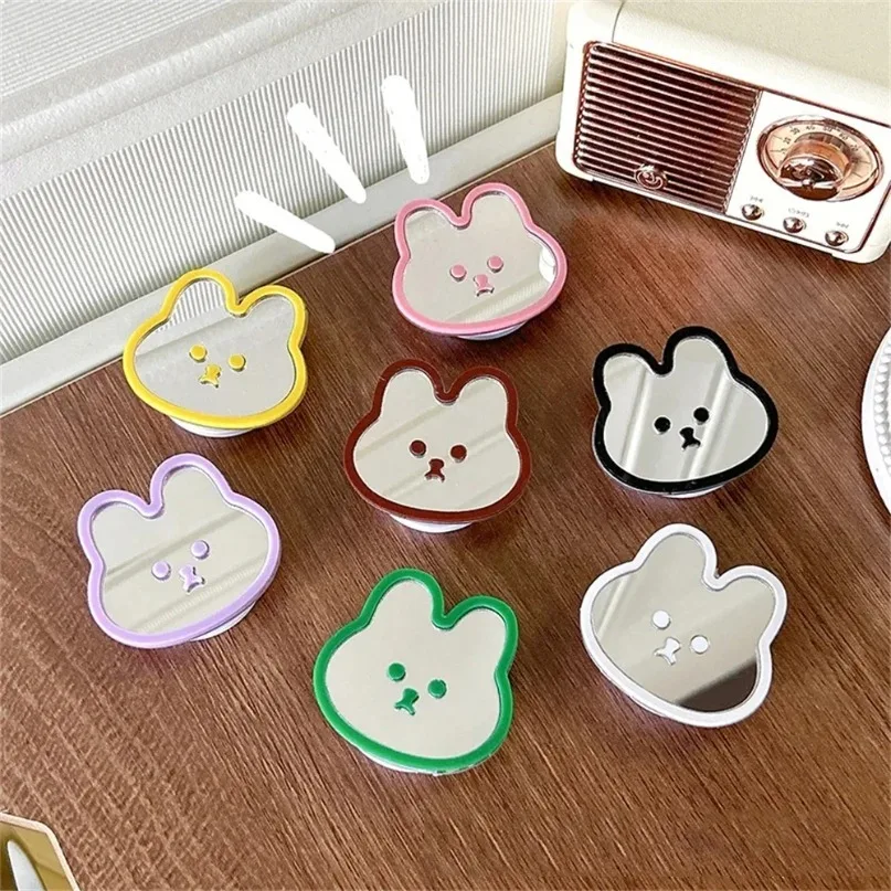 Ins – support de téléphone Portable avec miroir de lapin mignon, ligne de dessin animé, support paresseux de bureau pour iPhone Samsung, support pliable pour Smartphone