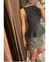 ETJ Fall/Winter 2025 New  Women's Fashion Elegant ruffled hem round neck sleeveless waist slim-fit top 4661124 - Image 4