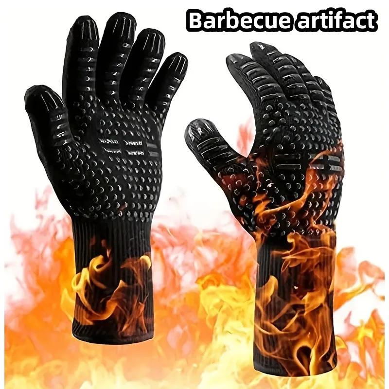 Heat Resistant Oven Gloves Silicone Non-Slip Oven Mitts Kitchen Gloves Mitts 500-800 Degrees For Grilling Cooking Baking