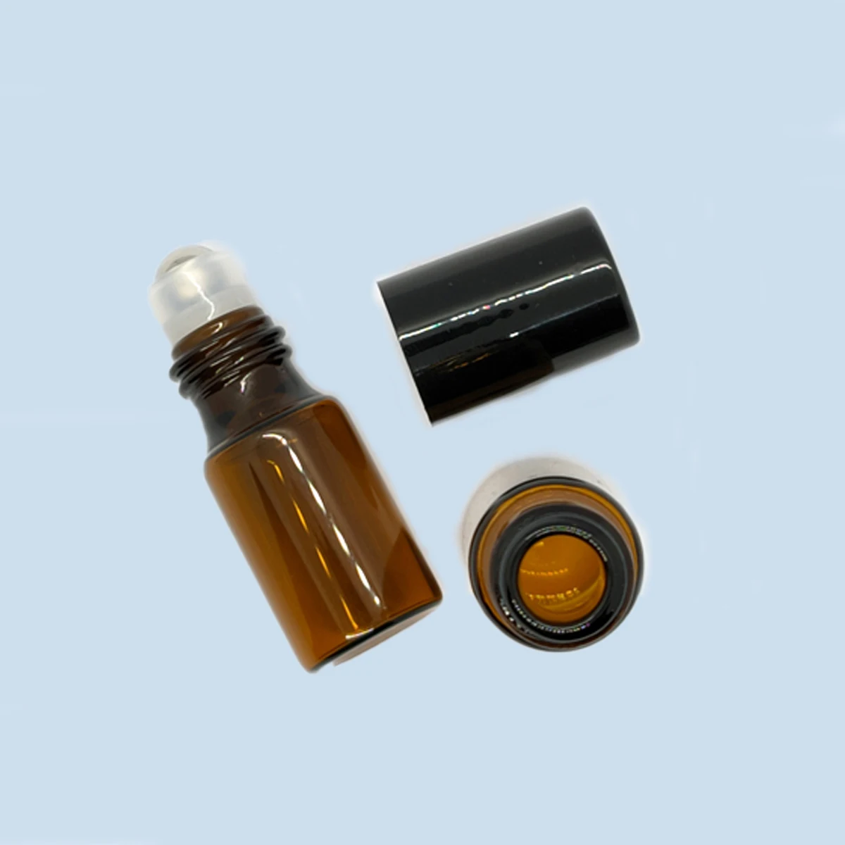 20/30/50/100pcs 3ml 5ml 10ml Amber Thin Glass Roll on Bottle Refillable Sample Test Essential Oil Vials Roller Metal Ball