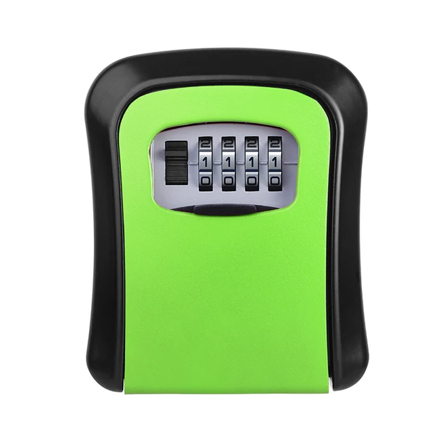 Weatherproof Wall-mounted Key Safe Password Key Box Key Lock Box No4 Combination Key Storage Lock Box Indoor and Outdoor Metal  green