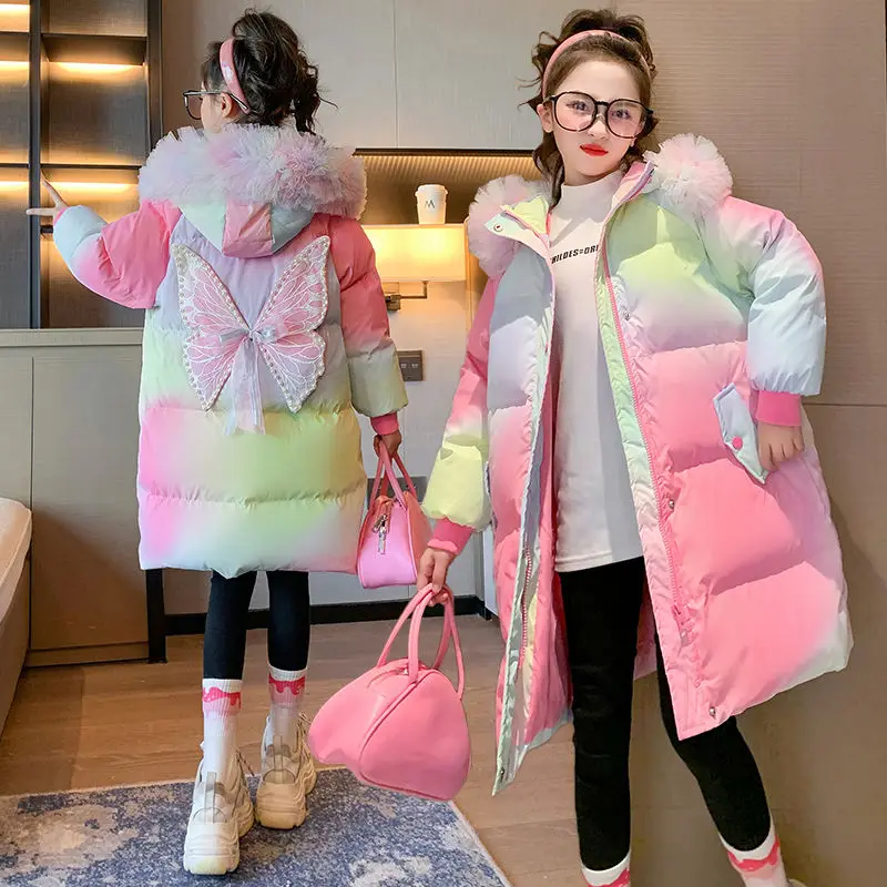 

Girl Winter Cotton Coat New Thickened Colorful Korean Outerwear Kids Winter Jacket Girls Coat Parkas Clothing Girls 7 9 12 Years