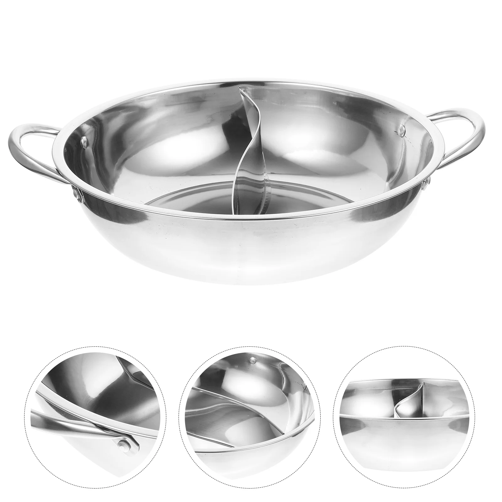 Chinese Hot Pot With Divider Stainless Steel Hot Pot Soup Stockpot Double handle Hot Pot Soup Pot Hotpot