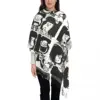 Anime Plaid Mafalda Blanket Scarf Women Luxury Winter Shawl Wraps Quino Cute Kawaii Tassel Wraps 1