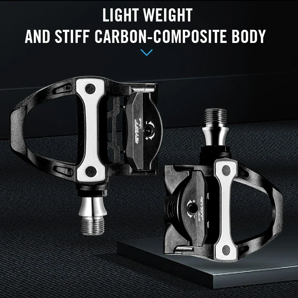 Ryet P-601S Carbon Road Bike Pedal with Cleats 3 Bearings Ultralight Cliples with SPD-SL System Cycling Bicycle Accessories