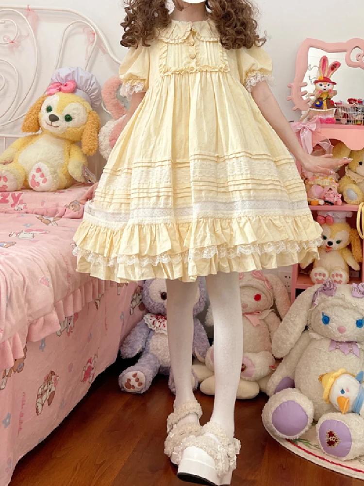 japanese-style-kawaii-yellow-lolita-dress-summer-women-princess-dress-peter-pan-collar-sweet-lace-ruffles-dress-kawaii-clothing