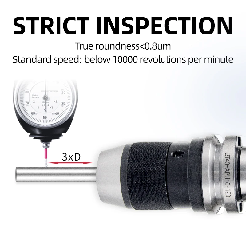 BT40 Self-tightening Drill Integral BT40-APU13 BT40-APU16 Integral Keyless Drill Chuck CNC Tool Holder APU Chuck Wrench