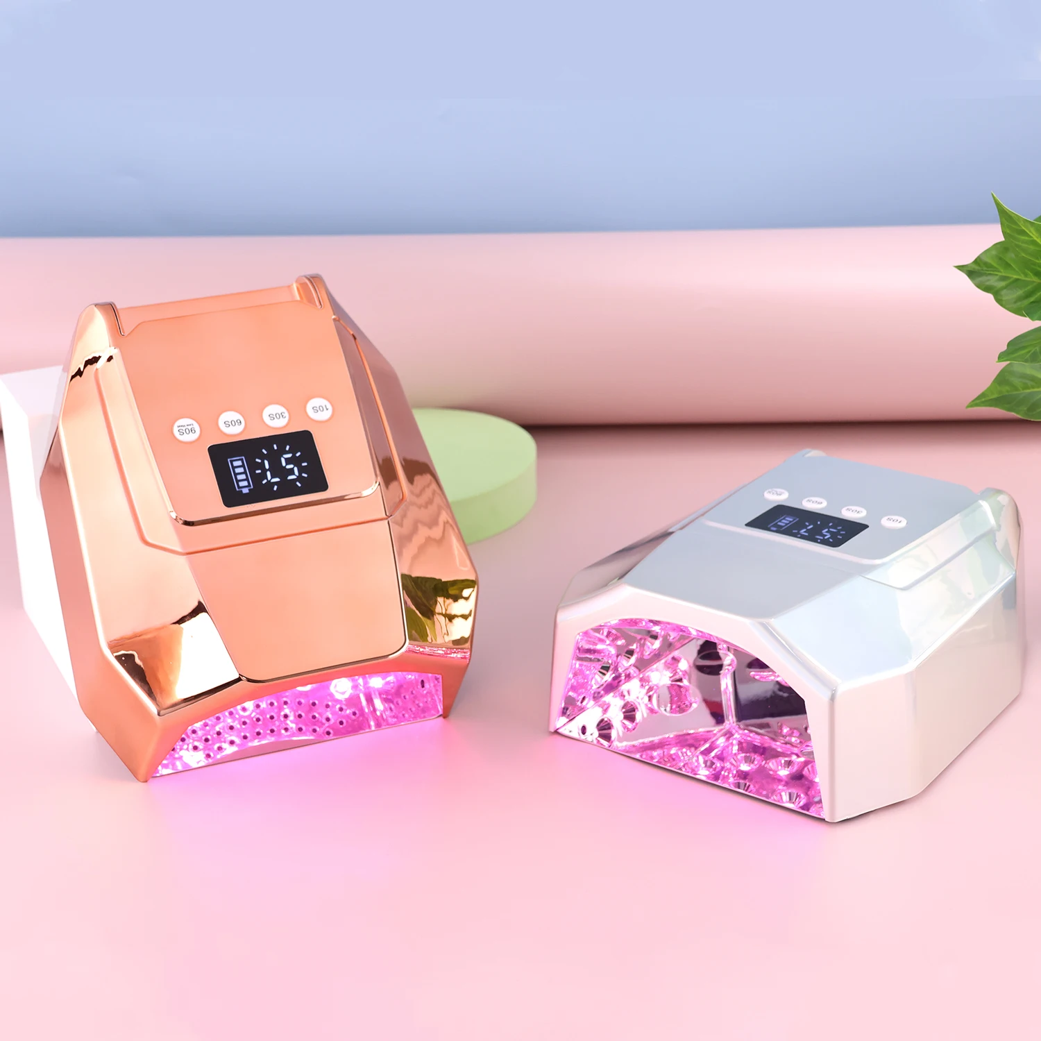 96w 그라디언트 골드 프로 레드 라이트 무선 LED 네일 램프 충전식 배터리 UV LED 네일 램프 치료 무선 LED 램프 경화 젤