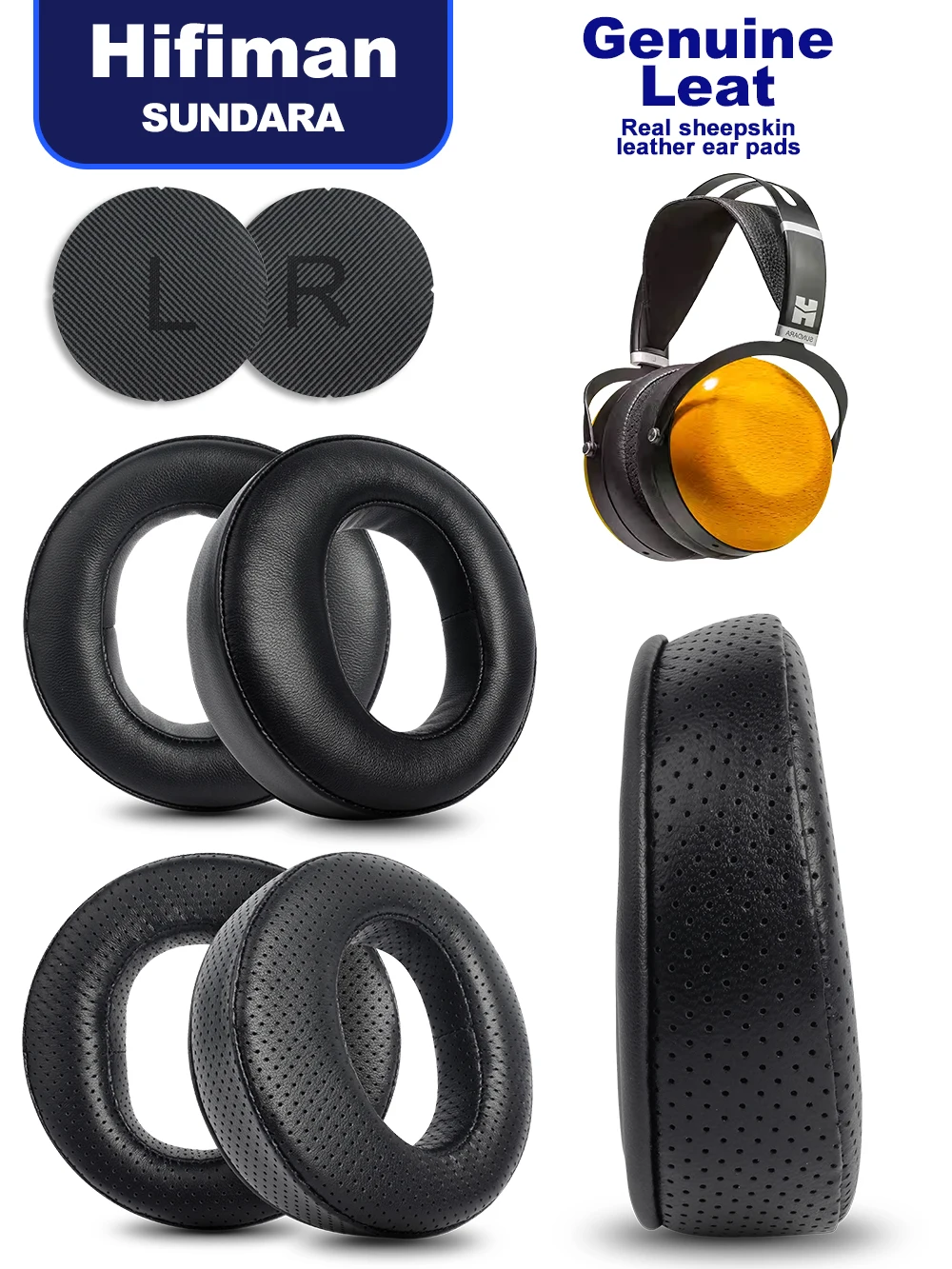 Ohrpolster Hifiman SUNDARA HE300 HE500 HE560 Ohrmuscheln aus Schafsfell Perforiertes Schafsfell-Ohrpolster Kopfhörer-Memory-Cover Schaumstoff