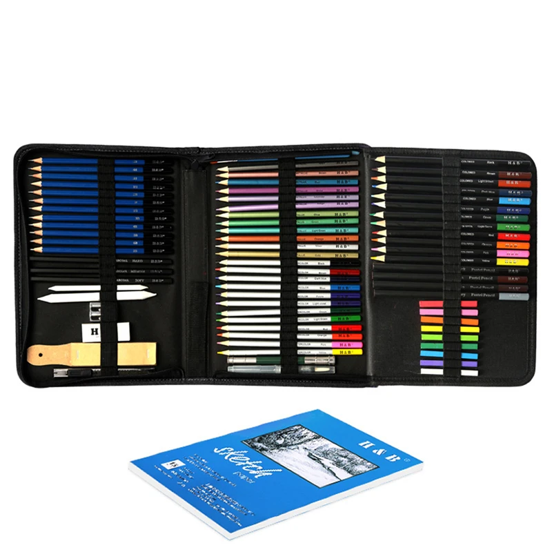 

74PCS Color Pencil and Sketch Pencils Set for Drawing Art Tool Kit Metallic Oil Pencil Artist Art Supplies