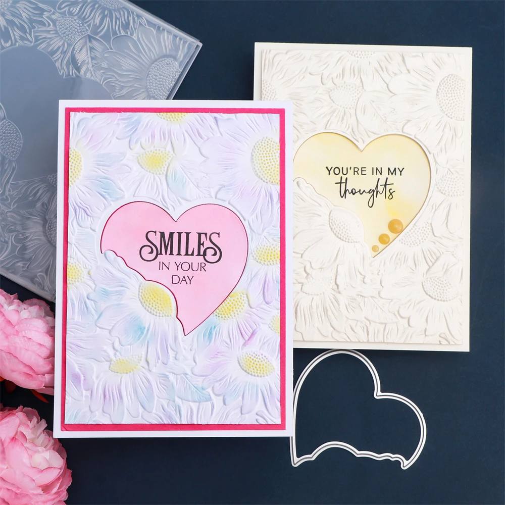 Love sunflower doodle 3D embossing folder and dies set HAPPR BIRTHDAY Stencil For DIY Adding texture paper card decoration