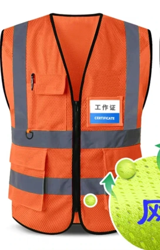 High Visibility Safety Reflective Vest with Pockets and Zipper A-SAFETY Hi Viz Work Vest For Men Women Grey XXL