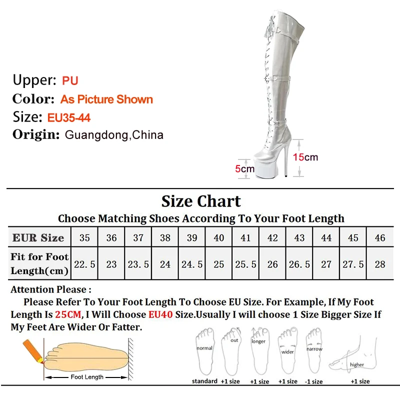 15 17CM 20cm Gold Silvery Over-the-Knee Pole Dance Boots Platform Stripper Heels Women Exotic Dancer Fetish Belt Buckle Shoes