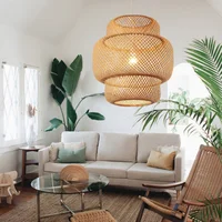 Hand Knitted Chinese Style Weaving Hanging Lamps 18/19/30cm Restaurant Home Decor Lighting Fixtures Bamboo Pendant Lamp 1