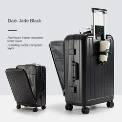 New Suitcase Female Luggage with USB Cup Holder Carry-on Bag Multifunction Trolley Case Front Opening Suitcases Male Travel Bag